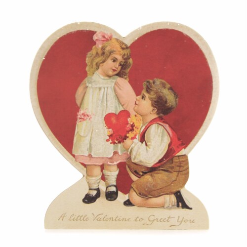 Valentine's Day Valentine Children Dummy Board Wood Vintage Look Rl9786 Kneel Perspective: front