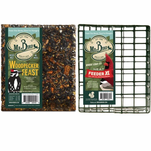 Home & Garden Woodpecker Feast Cake & Cage Set/2 No Mess Melt Wild Bird 804*940 Set/2 Perspective: front