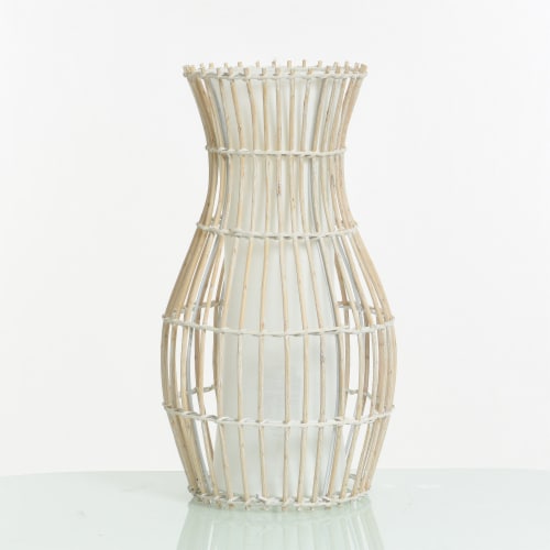 Stylecraft Rattan Uplight Lamp Base - Gray Perspective: front