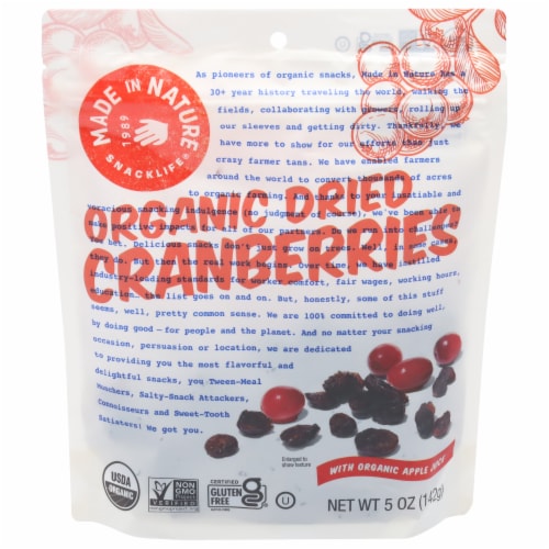 Made in Nature® Organic Dried Cranberries Perspective: front