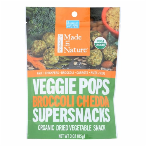 Made in Nature™ Organic Broccoli Chedda Veggie Pops Super Snacks Perspective: front