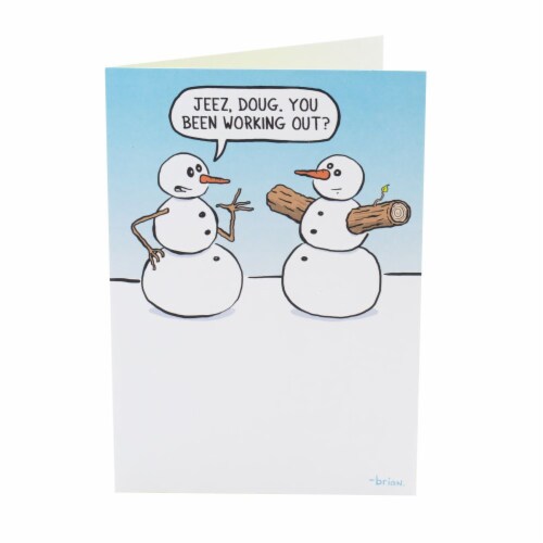 Christmas Card #29: Hallmark Shoebox Funny Christmas Card (Buff Snowman) Perspective: front