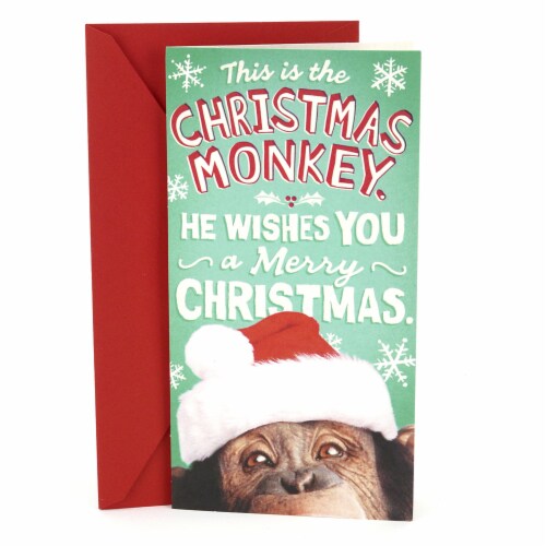Christmas Card #33: Hallmark Pop Up Funny Christmas Money or Gift Card Holder (Monkey) Perspective: front