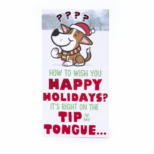 Holiday Card #45: Hallmark Pop Up Funny Christmas Money or Gift Card Holder (Dog Tongue) Perspective: front