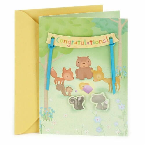 Hallmark  Baby Congratulations Card - Animals in the Woods Perspective: front