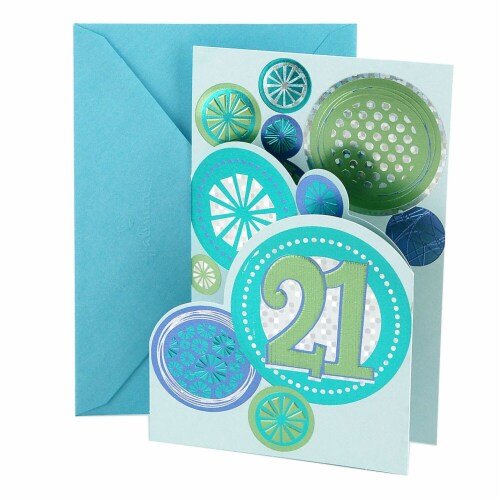 Hallmark  21st Birthday Card - Stamped Circles Perspective: front