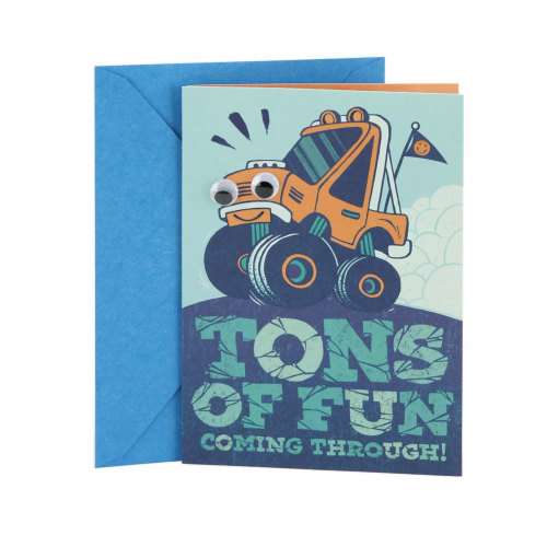 Birthday Card for Kid #4: Hallmark Monster Truck Sticker Card Perspective: front