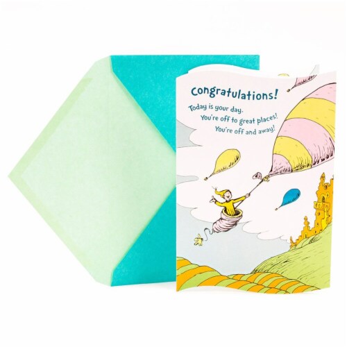 Hallmark  Graduation Card - Dr Seuss Congratulations You're Off and Away Perspective: front