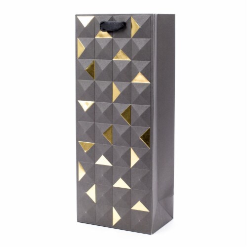 Bottle Gift Bag (#80): Signature Black and Gold Emboss Perspective: front