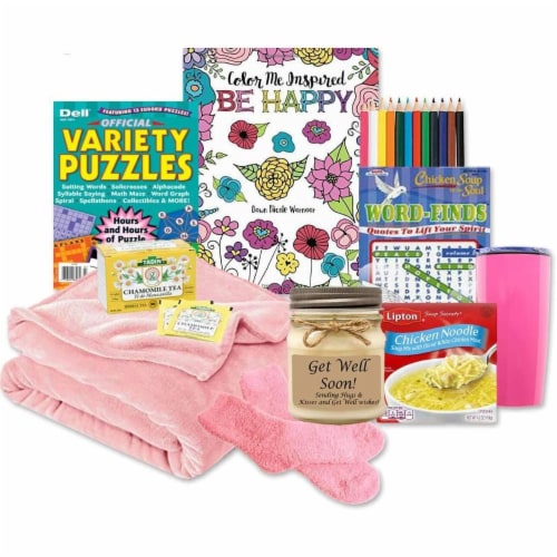 Don't Worry Be Happy Get Well Gift Set- get well soon gifts for women - get  well soon gift, One Basket - Baker's