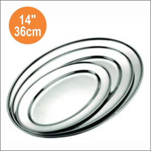 Star Dist 2362 14 in. Stainless Steel Oval Tray Perspective: front