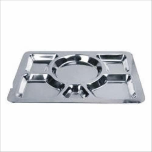 Star Dist 82138 15.75 x 11.81 in. Stainless Steel Mess Tray - 6 Section Perspective: front