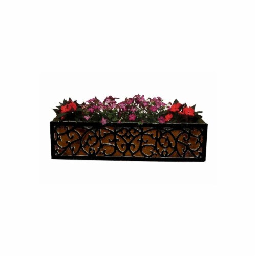 BOSMERE F951 36 in. Charleston Planter - 9 in. wide x 9.5 in. high BLACK with Brown Coco Line Perspective: front