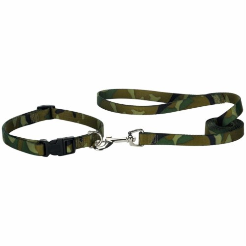 Casual Canine ZA6751 44 43 4 ft. x 0.62 in. Camo Dog Leash Lead, Green Perspective: front