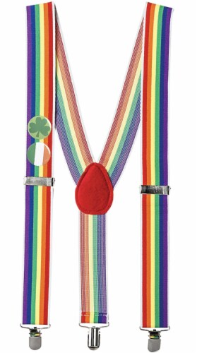 Amscan St. Patrick's Day Rainbow Suspenders with Buttons Perspective: front