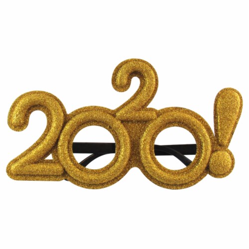 Ampro New Years Glitter 2020 Glasses - Gold Perspective: front