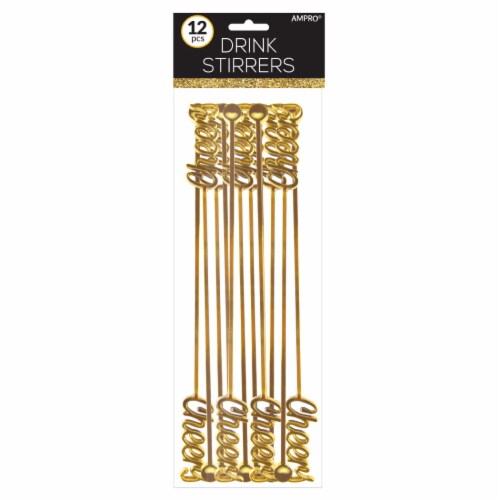Ampro Cheers Drink Stirrers - Gold Perspective: front