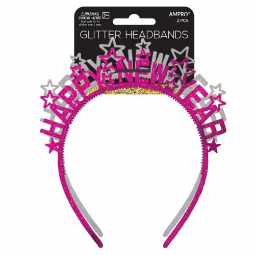 Ampro® Happy New Year Glitter Headbands Perspective: front