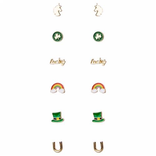 Ampro St. Patrick's Day Symbol Stud Earrings Perspective: front