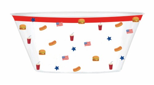 Ampro Patriotic Icons Plastic White Serving Bowl Perspective: front
