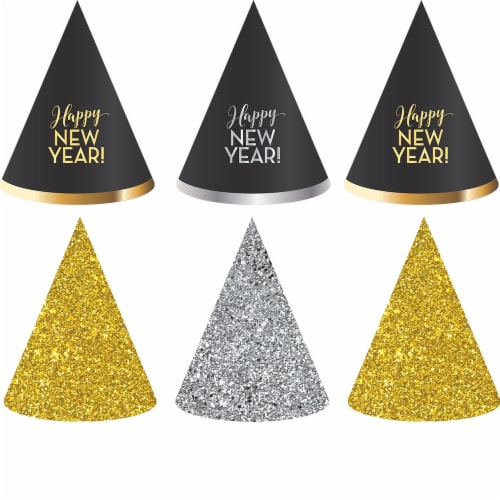 Ya Otta Glitter Cone Hats - Black/Silver/Gold Perspective: front