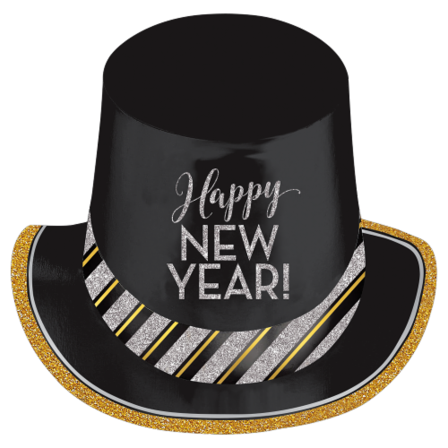 Happy New Year Top Hat Black Silver Gold 1 ct Metro Market