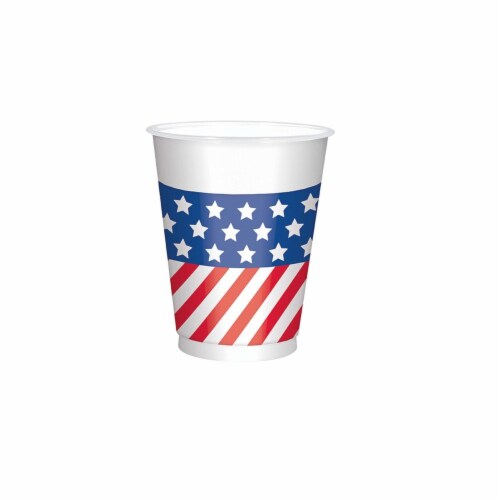 Ampro Patriotic Red/White/Blue Plastic Cups Perspective: front