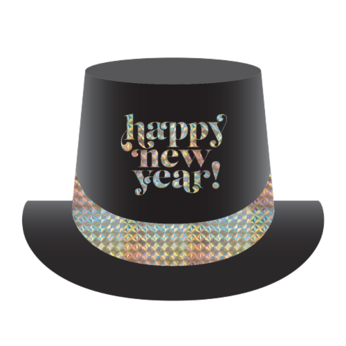 Amscan Top Hat with Prismatic Band - Black Perspective: front