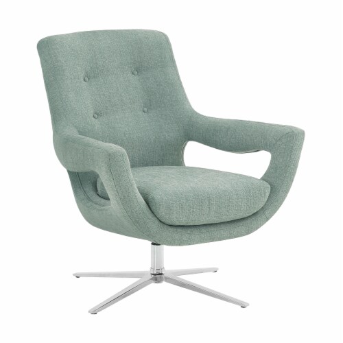 Quinn Adjustable Swivel Accent Chair in Polished Steel Finish with Spa Blue Fabric, 1 Kroger