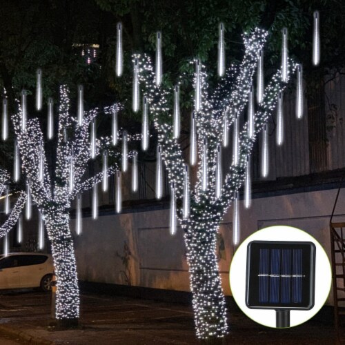 Solar Powered Meteor Shower String Lights 9.84FT Falling Raindrop Tube Lamp Water Resistant 1 unit Fry s Food Stores