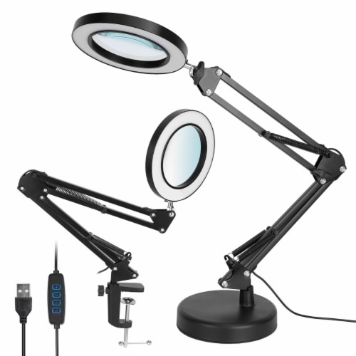 LED Magnifier Desk Lamp 8x Magnifying Glass with Light Swing Arm