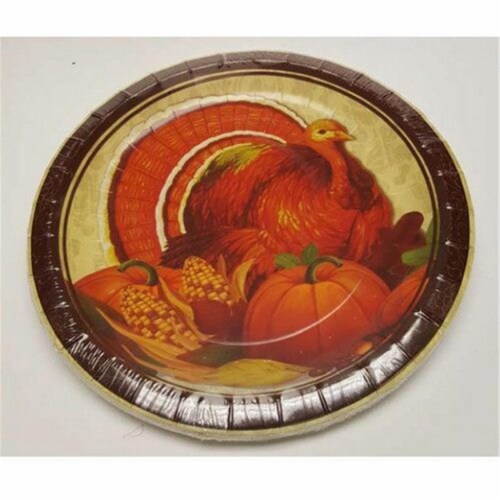 Forum Novelties 306021 9 in. Thanksgiving Lunch Plate, Pack of 8 Perspective: front