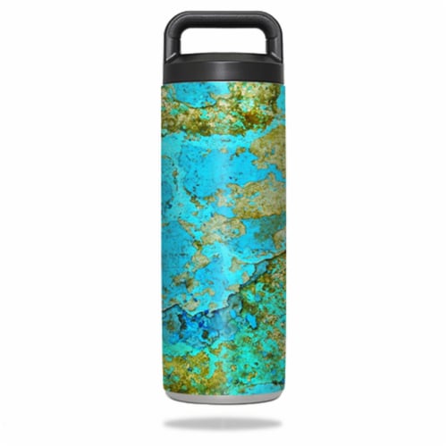 MightySkins YERABOT18-Teal Marble Skin for Yeti Rambler 18 oz Bottle Wrap Cover Sticker - Tea Perspective: front