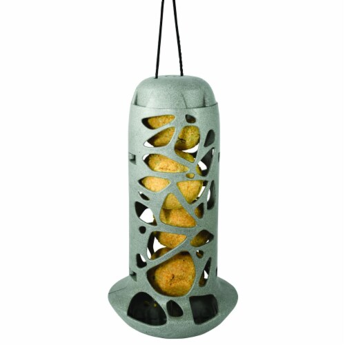 Perch N Peck 581212 10 x 3.25 in. Ezee Clean Suet Nugget & Peanut Butter Feeder - MP36, Gray Perspective: front