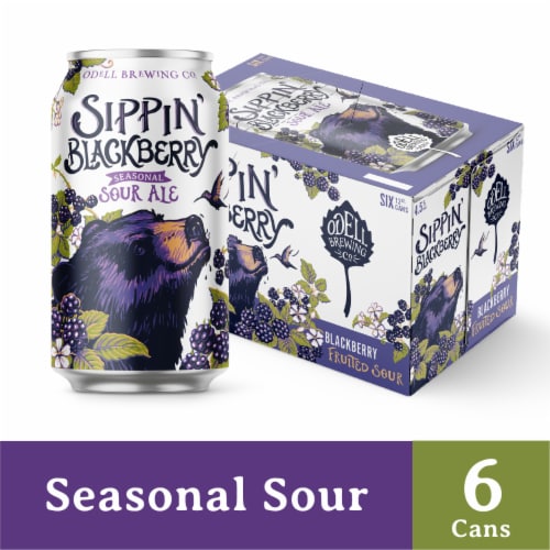 Odell Brewing Sippin' Blackberry Fruited Sour Craft Beer Perspective: front