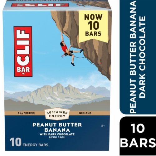 CLIF BAR Peanut Butter Banana with Dark Chocolate Energy Protein Bars Perspective: front