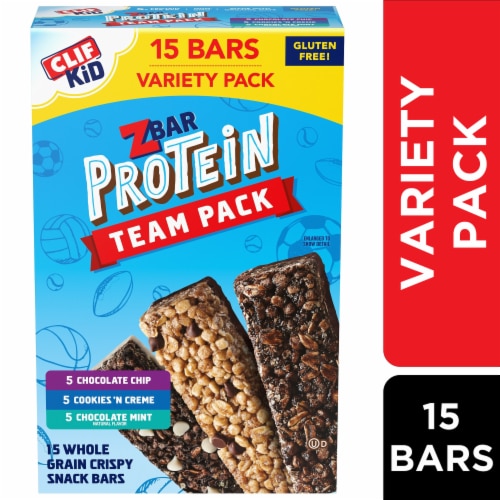 Zbar Protein Chocolate Chip Chocolate Mint and Cookies 'n Creme Crispy Snack Bars Variety Pack Perspective: front