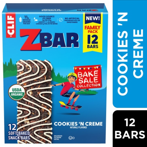 Zbar Bake Sale Collection Cookies 'N Crème Organic Soft-Baked Energy Snack Granola Bars Perspective: front