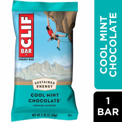Clif Bar Cool Mint Chocolate With Caffeine Energy Bar Perspective: front