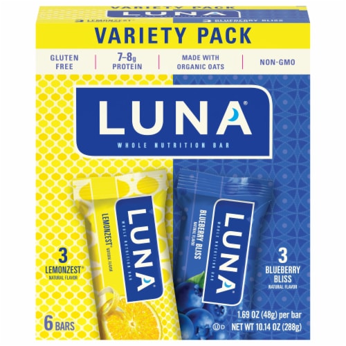 LUNA® LemonZest® & Blueberry Bliss Whole Nutrition Bars Perspective: front