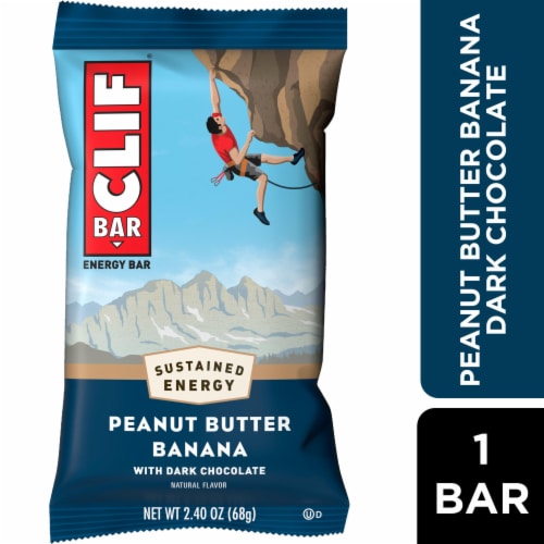 CLIF BAR Peanut Butter Banana with Dark Chocolate Energy Protein Bar Perspective: front