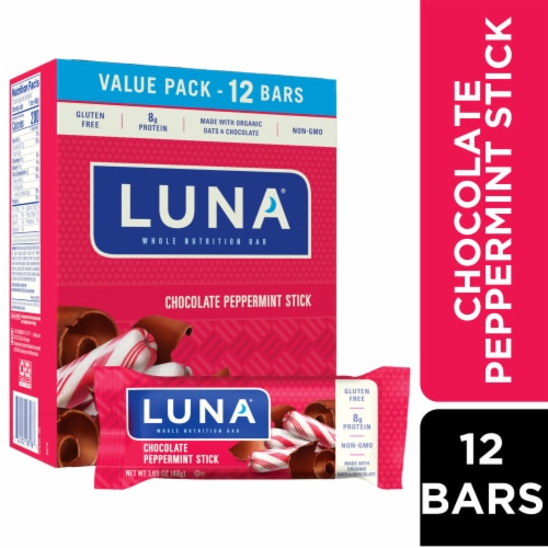 LUNA Chocolate Peppermint Stick Whole Nutrition Bars Perspective: front