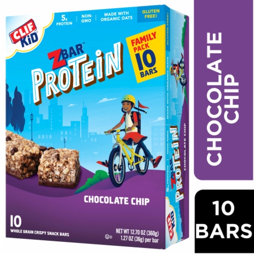 Clif Kid Zbar Protein Chocolate Chip Crispy Snack Bars Perspective: front