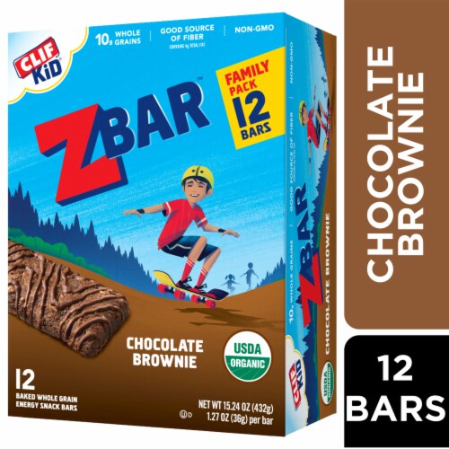 Clif Kid Zbar Chocolate Brownie Organic Snack Bars Perspective: front