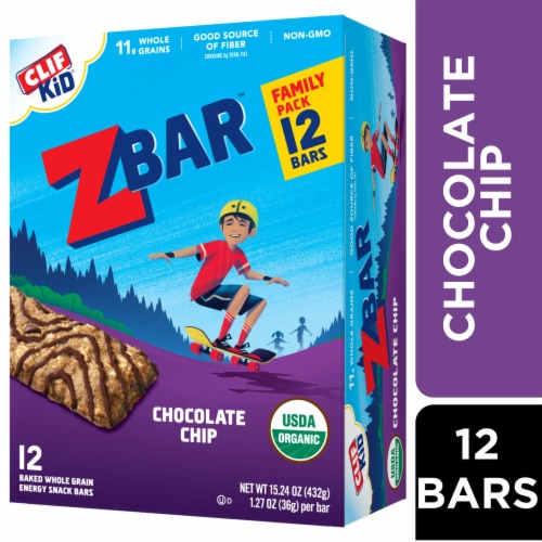Clif Kid Zbar Chocolate Chip Organic Snack Bars Perspective: front