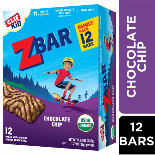 Clif Kid Zbar Chocolate Chip Organic Snack Bars Perspective: front