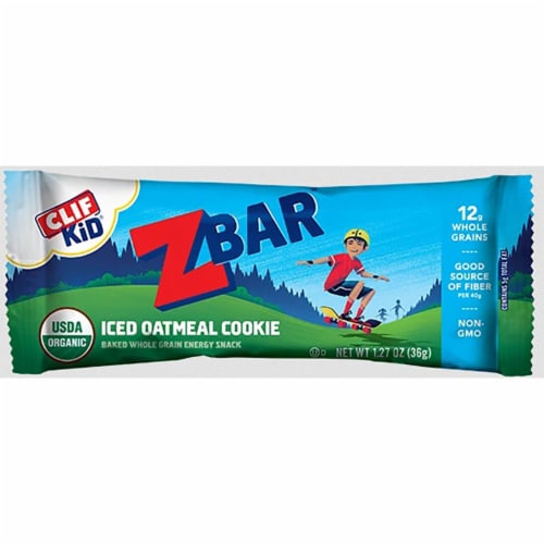 Clif Kid ZBar Iced Oatmeal Cookie Snacks Bar Perspective: front