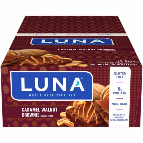 Luna Caramel Walnut Brownie Whole Nutrition Bars Perspective: front