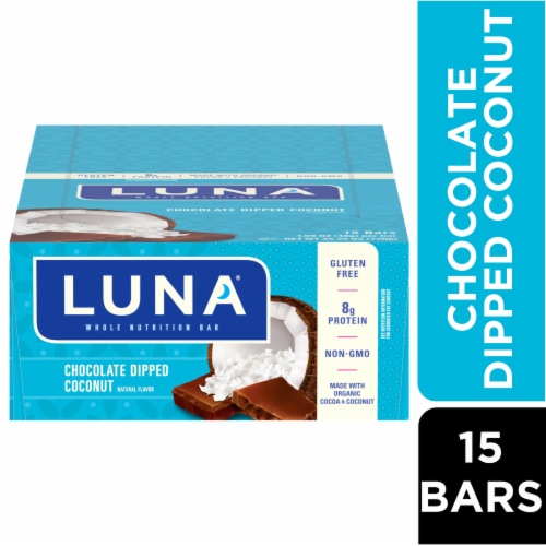 LUNA Chocolate Dipped Coconut Whole Nutrition Bars Perspective: front