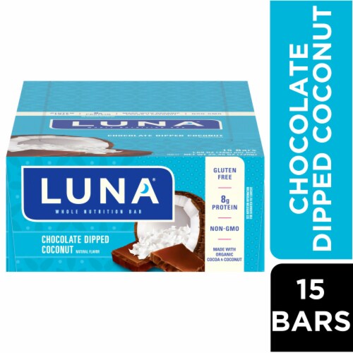 LUNA Chocolate Dipped Coconut Whole Nutrition Bars Perspective: front